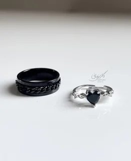 ست کاپلی انگشتر کارتیر و قلب مشکی